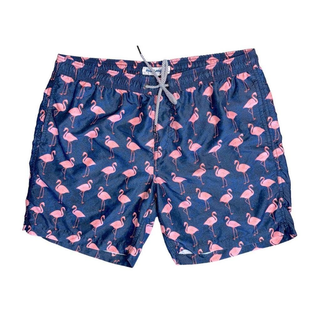 MAAMGIC Pink Blue Flamingo Lined Swim Trunks Shorts Men’s